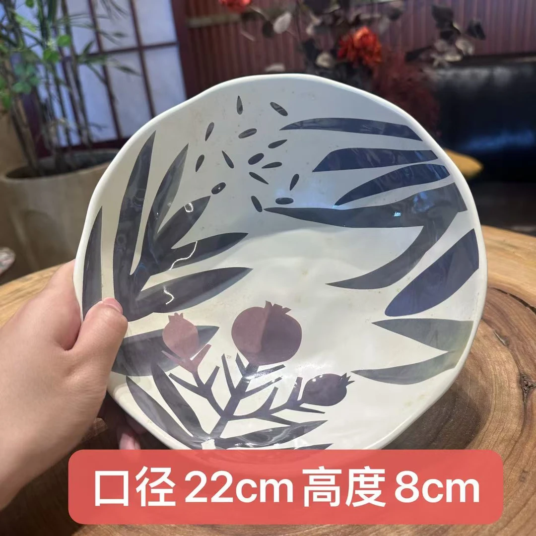 XCZ石榴花手捏纹陶瓷碗 22cm 高8cm