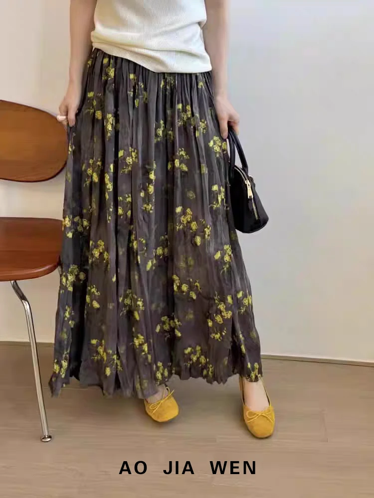 【佳文定制】2389半身裙染色点点高腰休闲裙