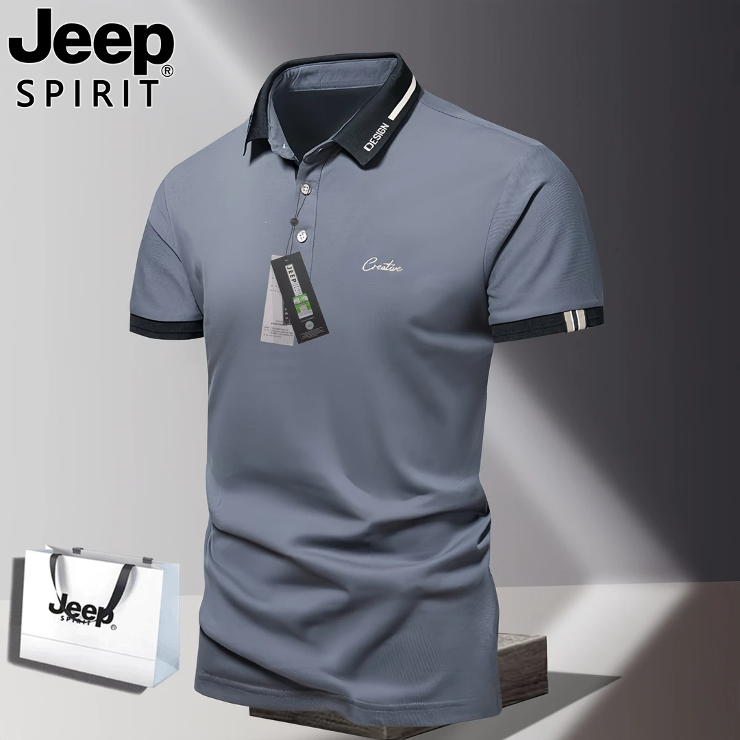 JEEP吉普夏季短袖t恤男士潮流半袖青年帅气翻领polo衫男装上衣服