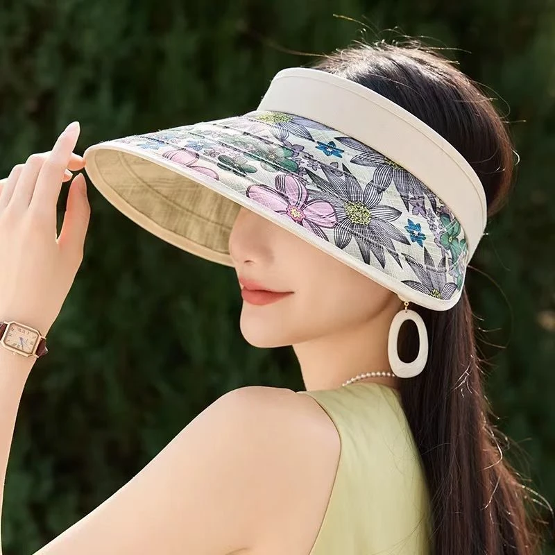 大檐遮阳帽子女春夏季户外出游中老年人太阳帽户外百搭空顶防晒帽