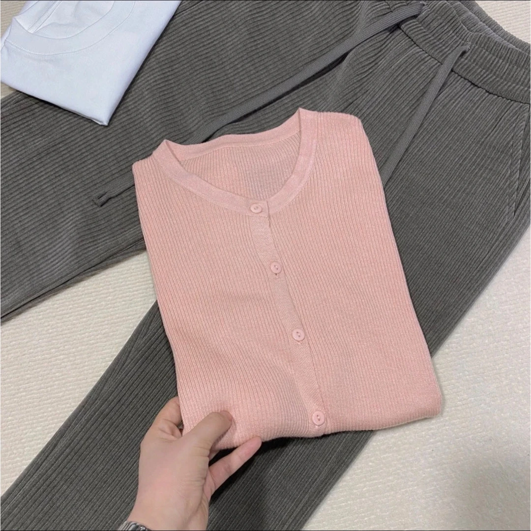 /耦合粉/小香风粉色针织衫早春慵懒风薄款开衫上衣92629