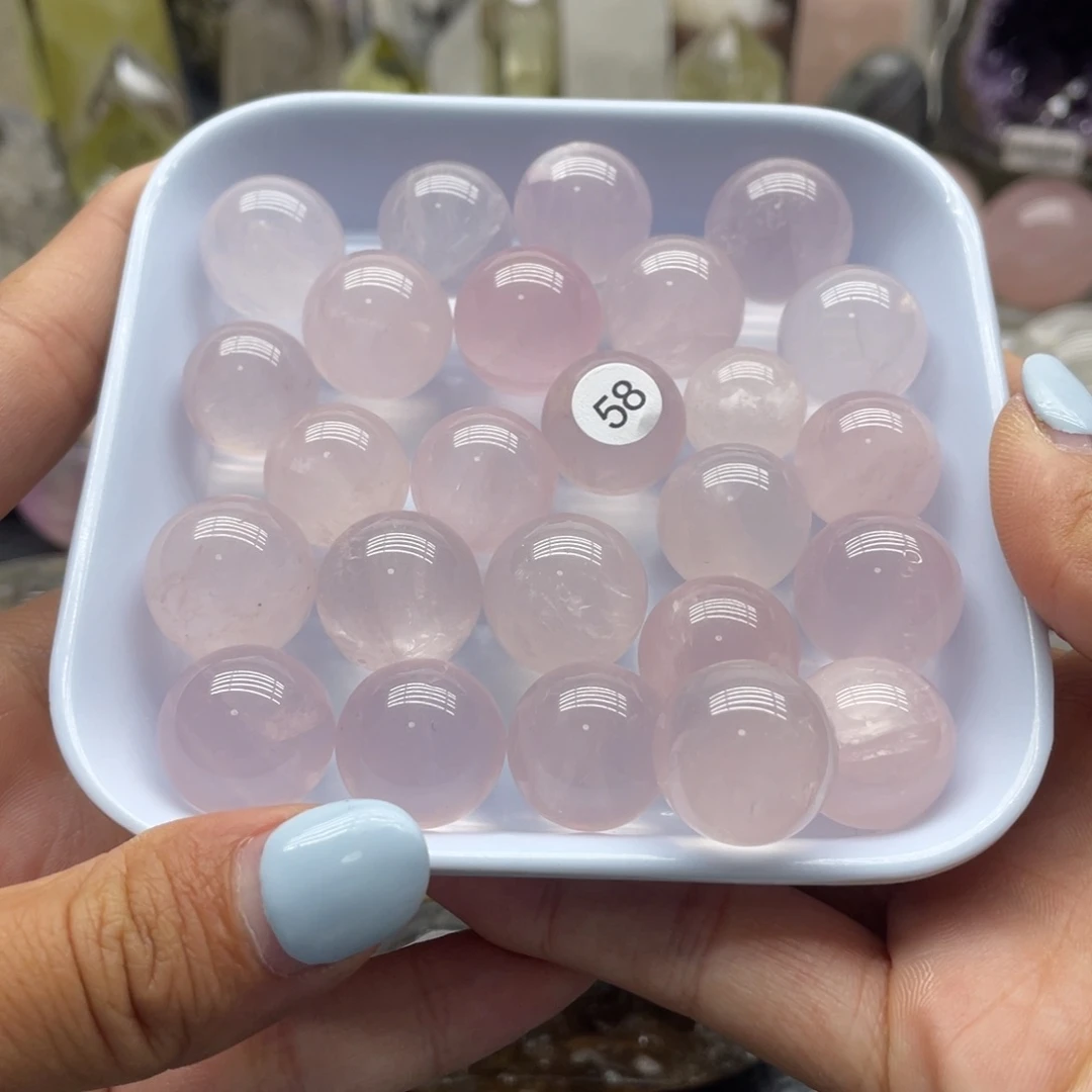 偏***娘水晶珠宝半成品未镶嵌58粉水晶球
