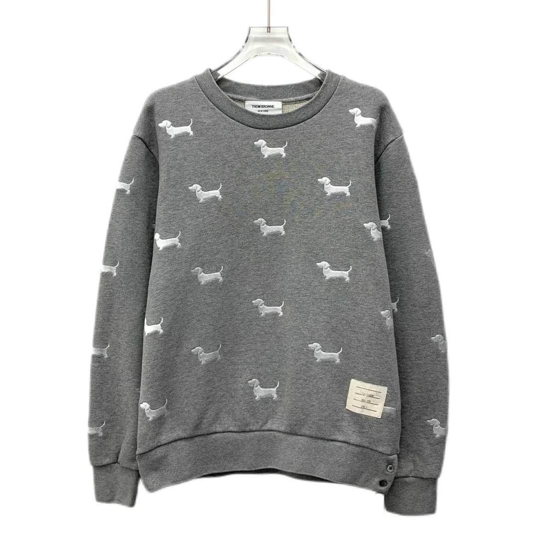95新 THOMBROWNE DM0154 灰色小狗刺绣长袖卫衣 2 M码