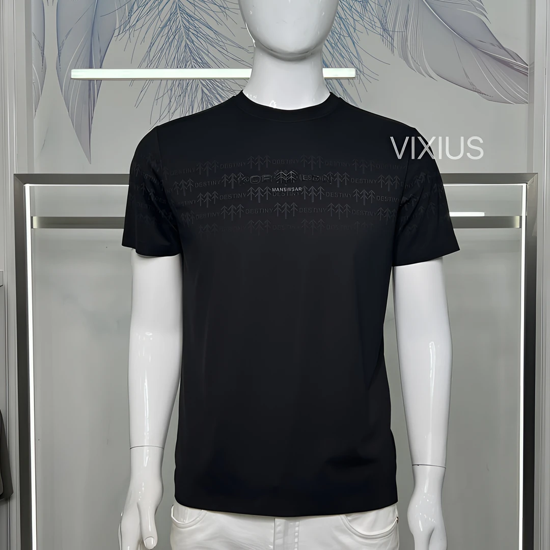 VIXIUS/维哲男士中青年弹力圆领T恤夏季半袖复古风通用短袖#V170