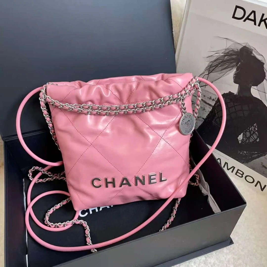 99新 Chanel/香奈儿 十一/粉银牛22bag mini/12004785/代卖服务