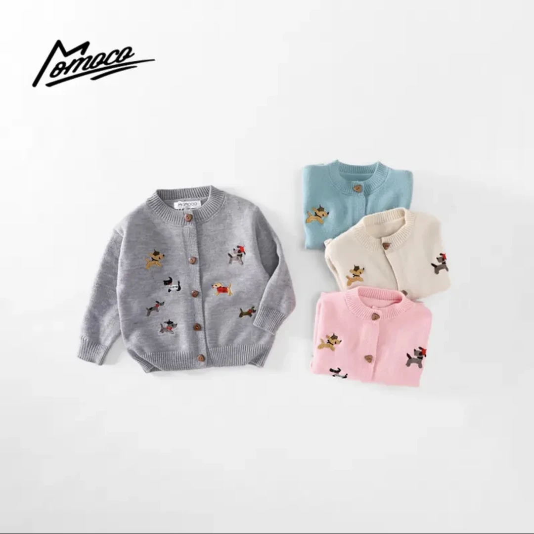 MOMOCO秋季新款儿童可爱卡通小狗毛衣开衫75830230034