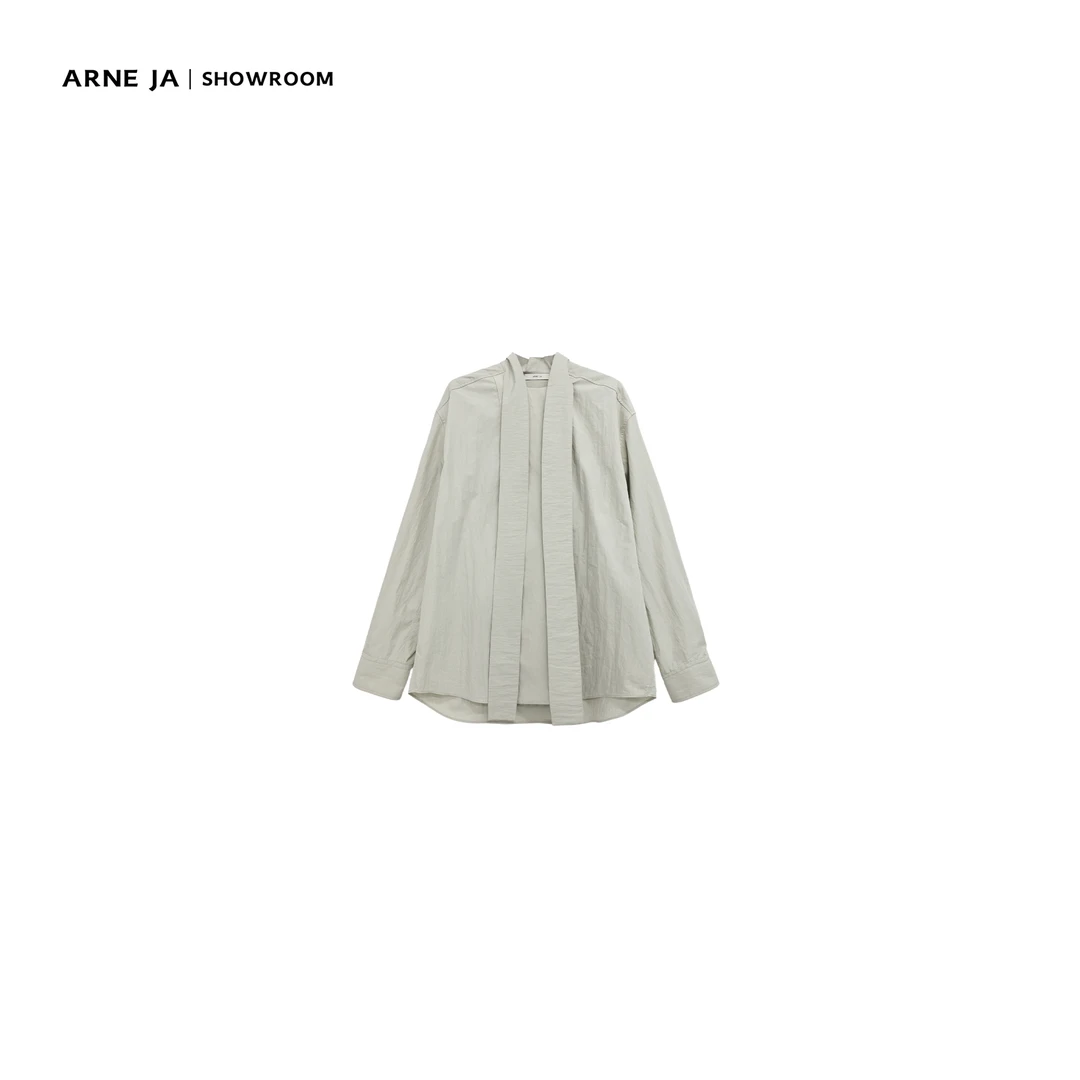 ARNE JA｜“DIY手作”肌理纸感棉解构多穿飘带时装领衬衫D3S1089S