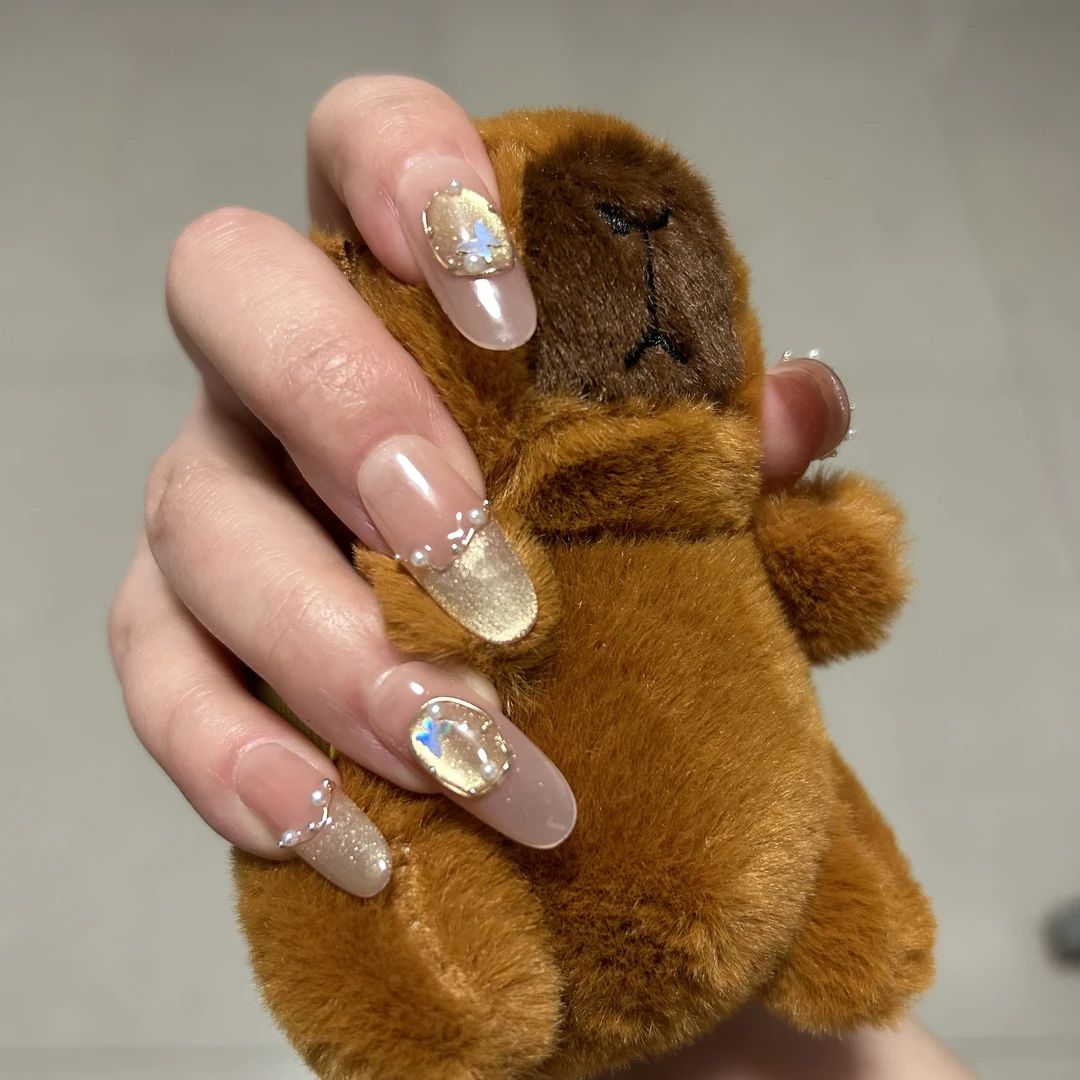 纯手工春夏流行冰透渐变纯欲显白可拆卸穿戴甲美甲