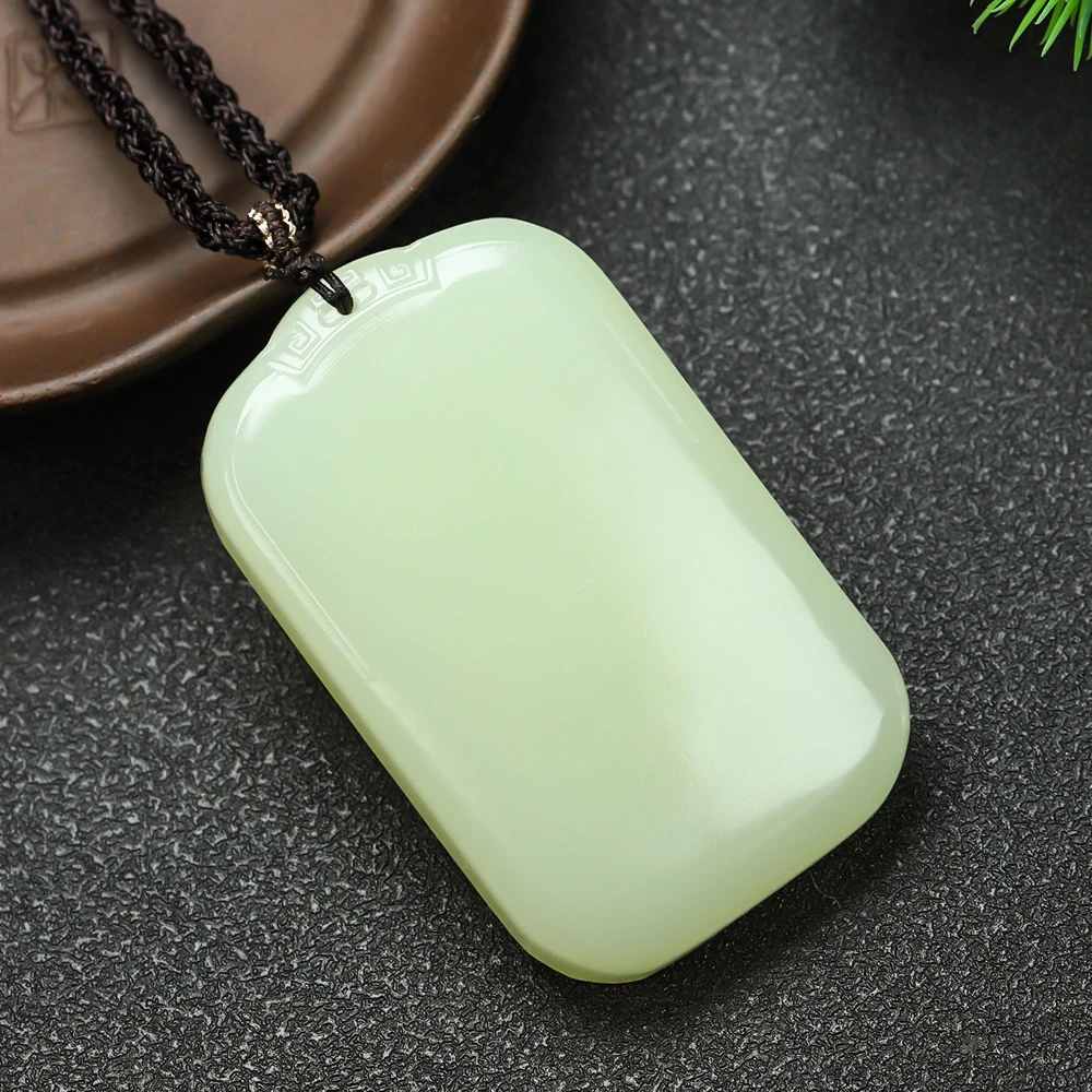 平安无事牌男女款情侣玉石挂件生日礼物4x6