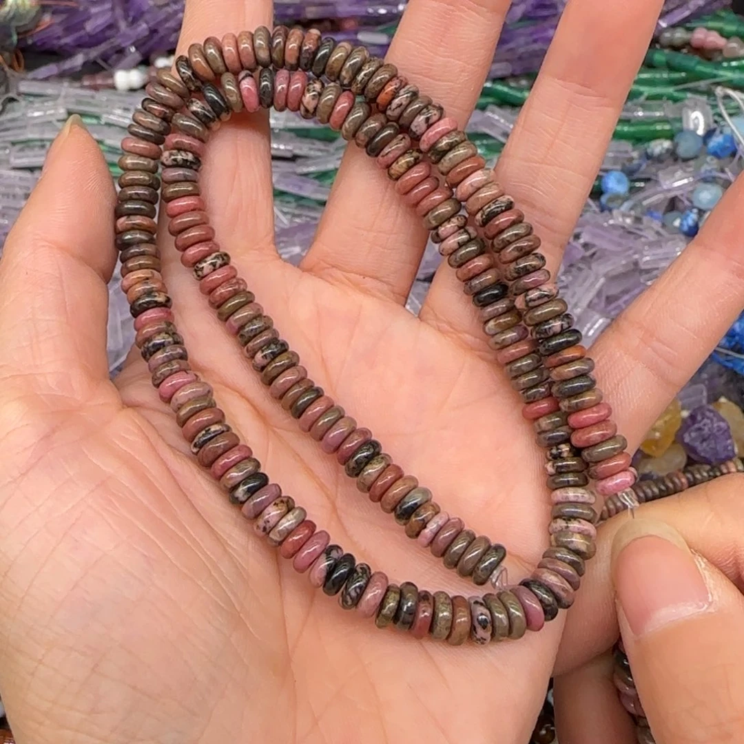 玛瑙/玉髓合金珠宝半成品蔷薇6mm算盘一条