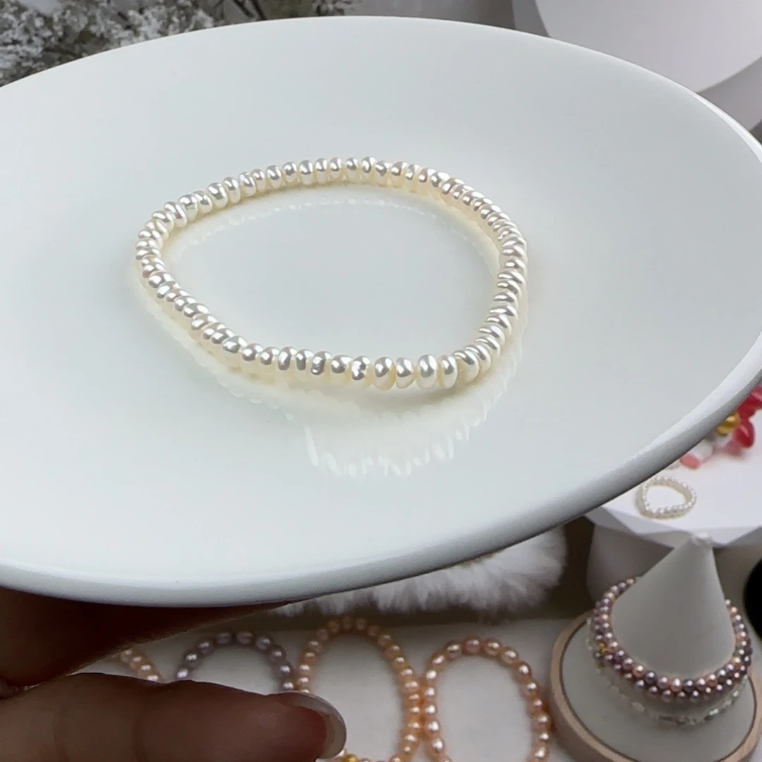 手绳未镶嵌淡水珍珠4-5mm微微瑕40cm元宝扣项链