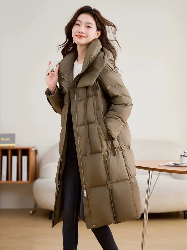 高端羽绒服女冬季新款茧型保暖长款羽绒服