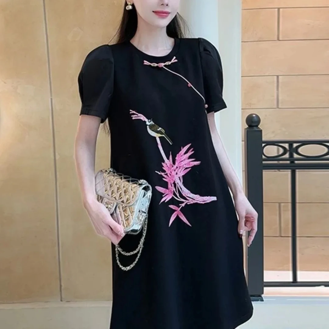 [H8F国风娟子优选0067女士时尚气约潮拼接裙子春秋