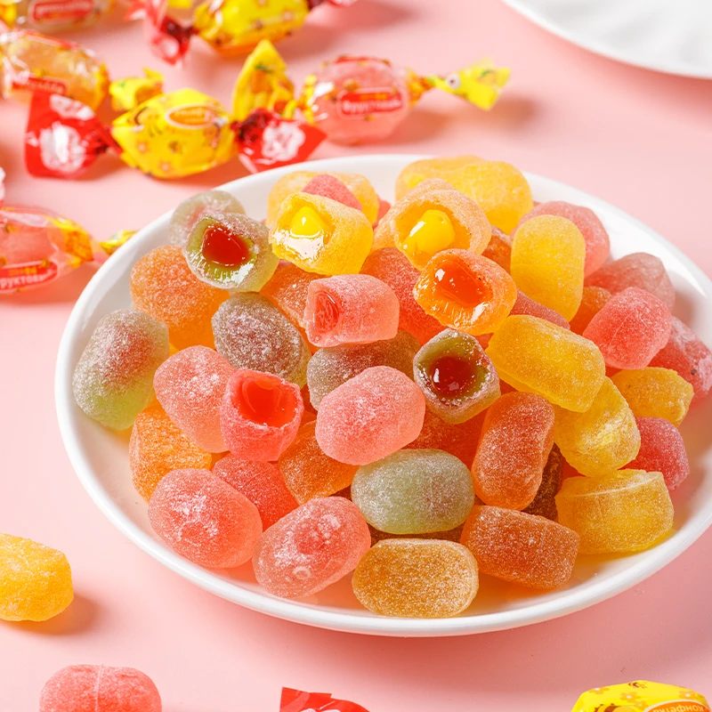 爆浆夹心网红糖三只小蜜蜂果汁夹心什锦水果味多口味爆浆软糖