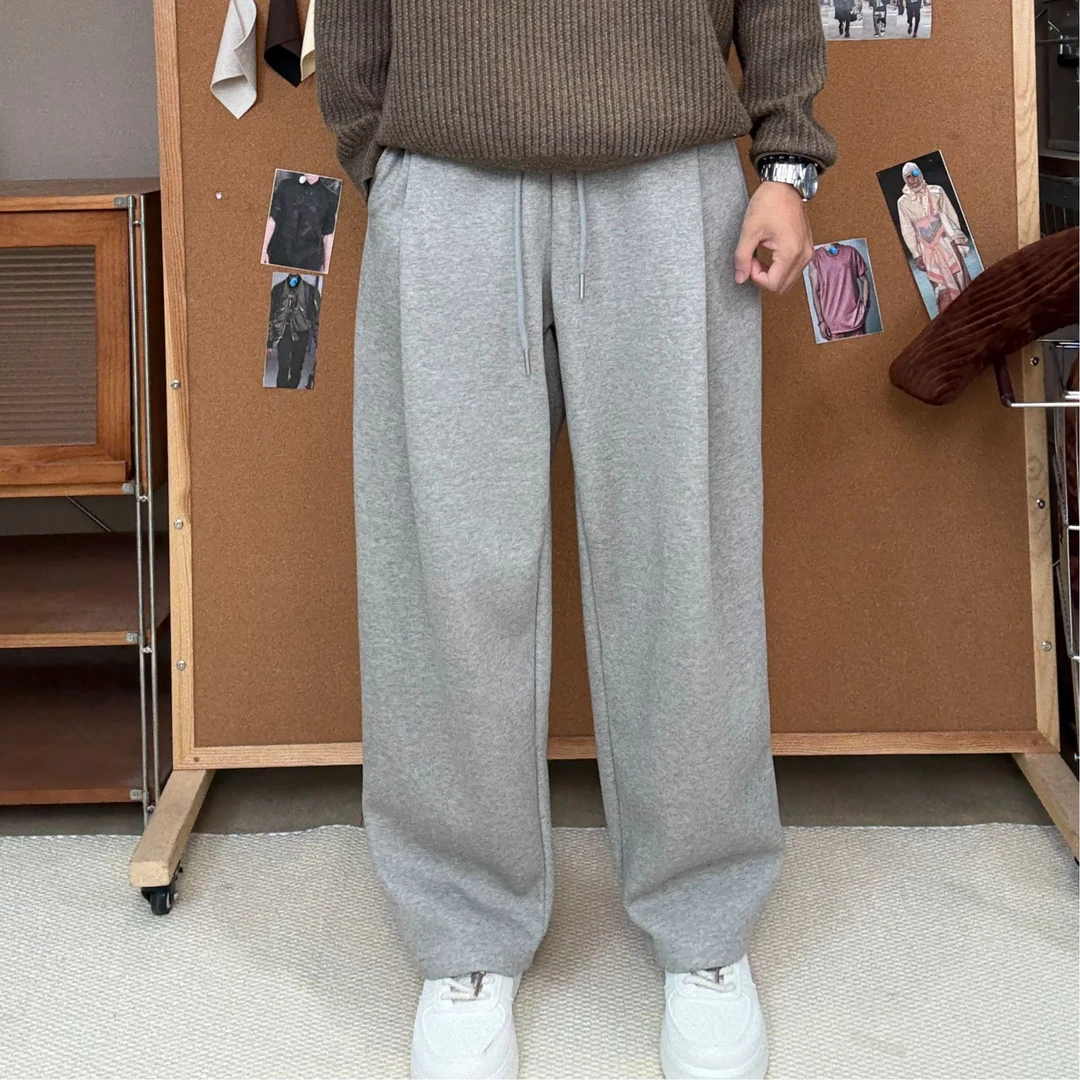 《大强小龙》秋冬季宽松阔腿裤长裤 新款加厚加绒休闲百搭男女同款