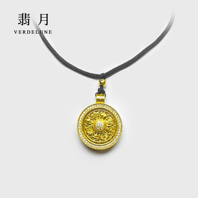 非金属棉绳项链 翡月Verdelune 潮流镂空掐丝镶锆八宝罗盘锁骨链