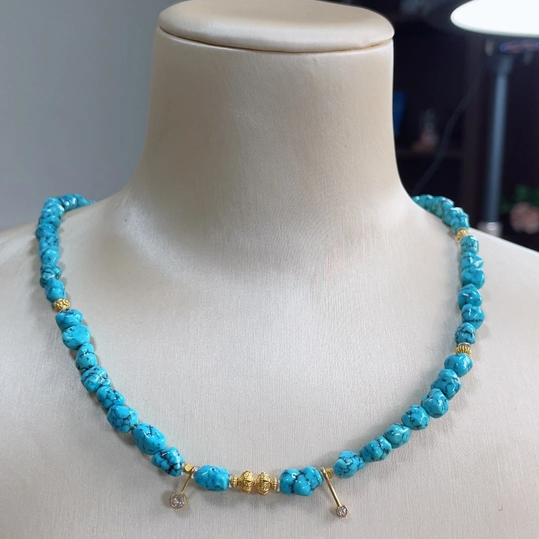 绿松石珠宝奇石18K金镶嵌