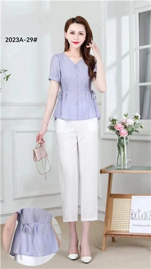 【素境】29棉麻套装夏新款气质显瘦洋气减龄大码阔腿裤两件套