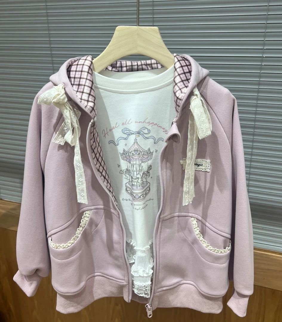 JS - 83006  高货韩版格子连帽外套