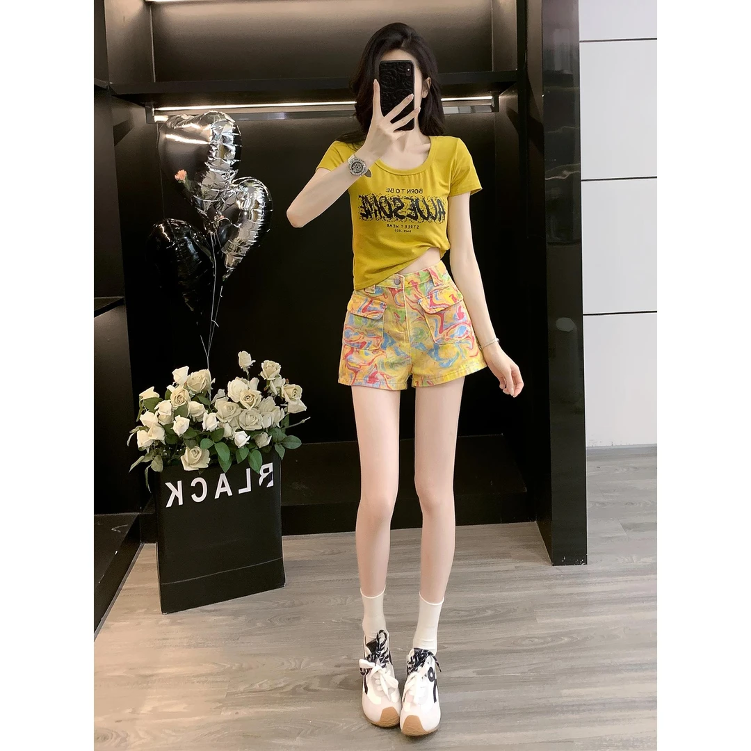 巨好看的运动套装女夏减龄显瘦美式正肩T恤短裤小个子休闲两件套