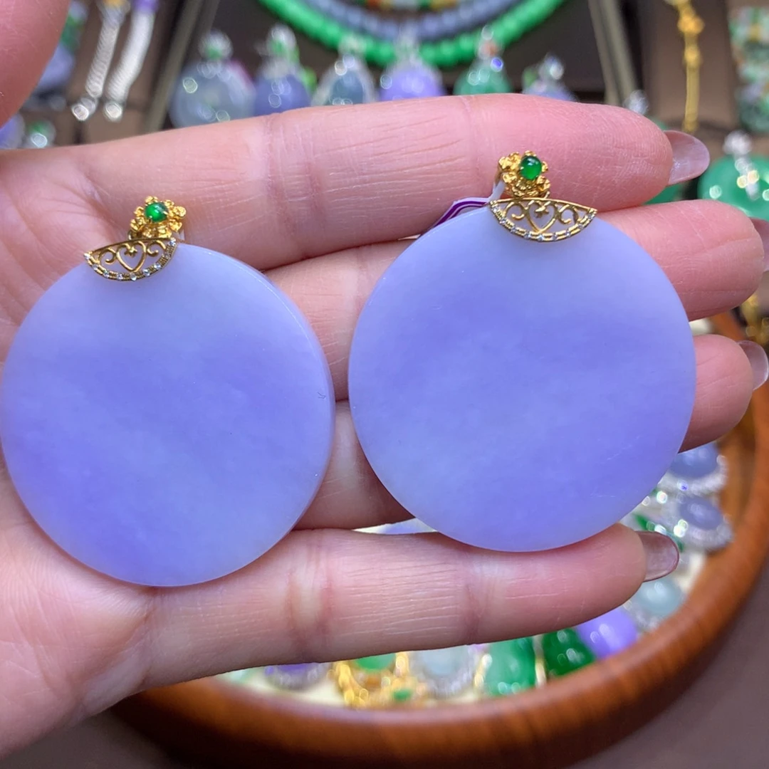 翡翠18K金镶嵌颈饰2个