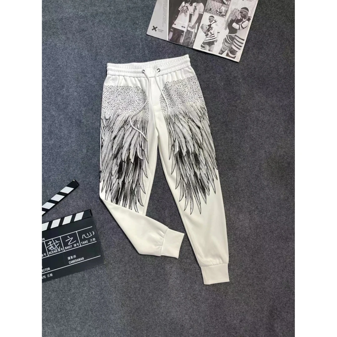 蕴格 11775端潮牌短裤男士夏季新款潮流烫钻半袖男款夏天体恤