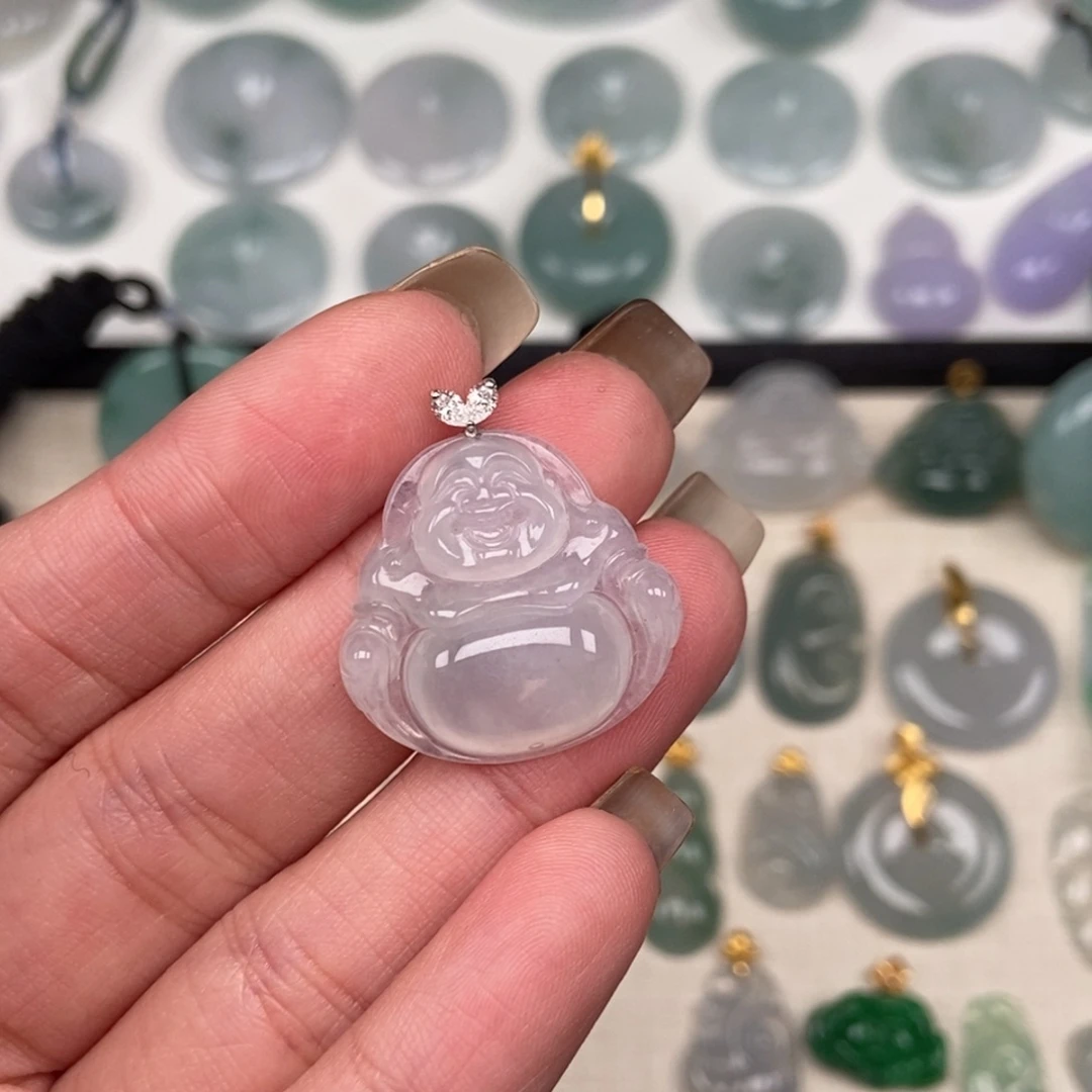 翡翠18K金镶嵌颈饰佛公