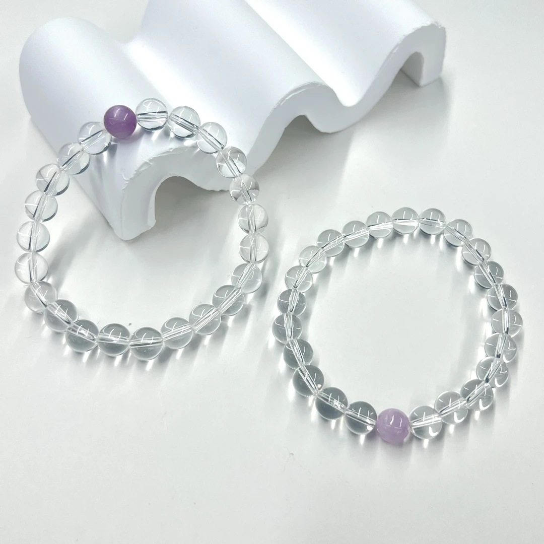 【小宝珠宝】S27934-白水晶DIY手串-多样性发其一-约8mm