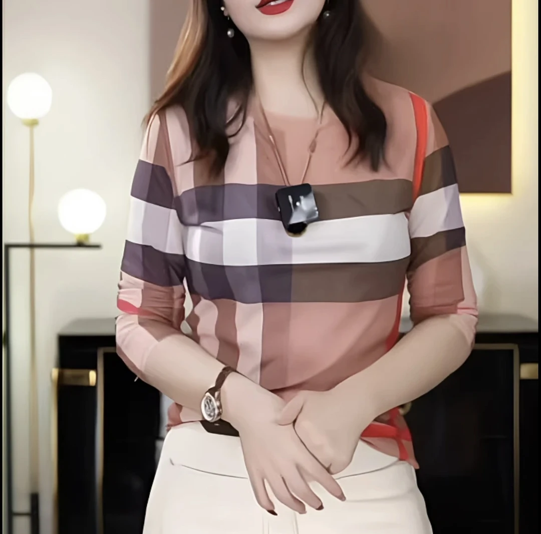 早春时尚高级感印花洋气女装2025新款修身显瘦网纱打底衫A1009