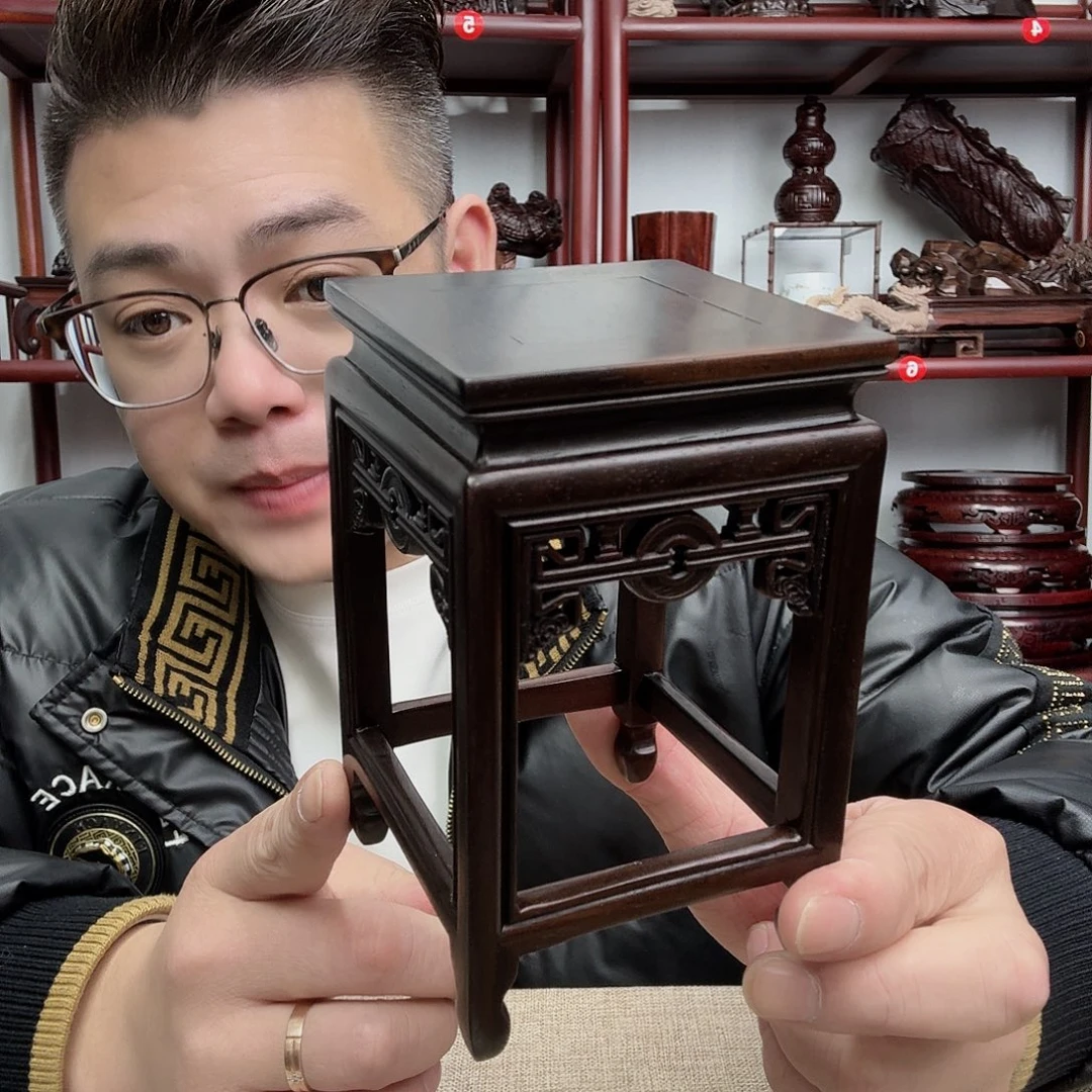 大红酸枝工艺品底座