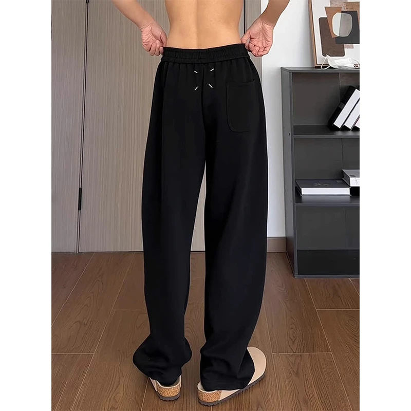 cleanfit黑色弯刀卫裤男秋冬重磅直筒宽松裤子慵懒美式运动休闲裤