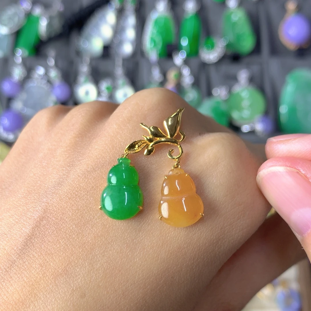 翡翠18K金镶嵌吊坠(不含链)