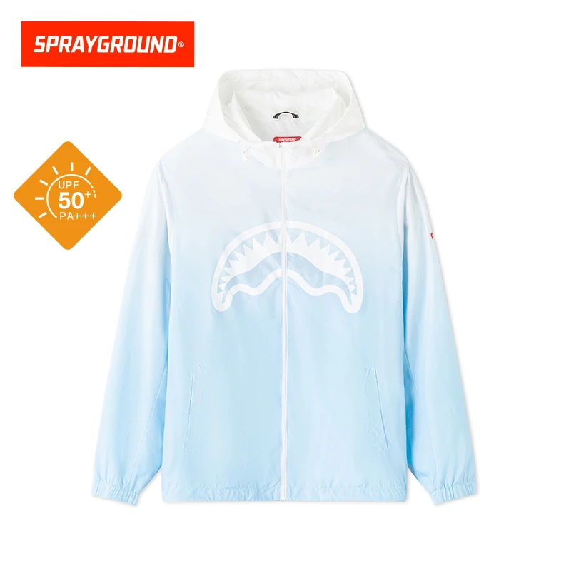 SPRAYGROUND鲨鱼嘴渐变浅水蓝防晒夹克户外长袖连帽XB WE121102