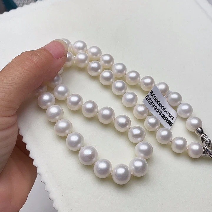 淡水珍珠银S925镶嵌颈饰卡10➕高品极光冷白丝绸光毕业级