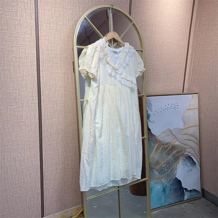 K620米白色孕妇裙子XL110-140XXL150