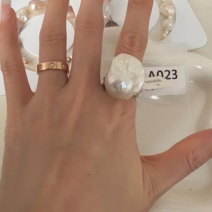 合金淡水珍珠戒指