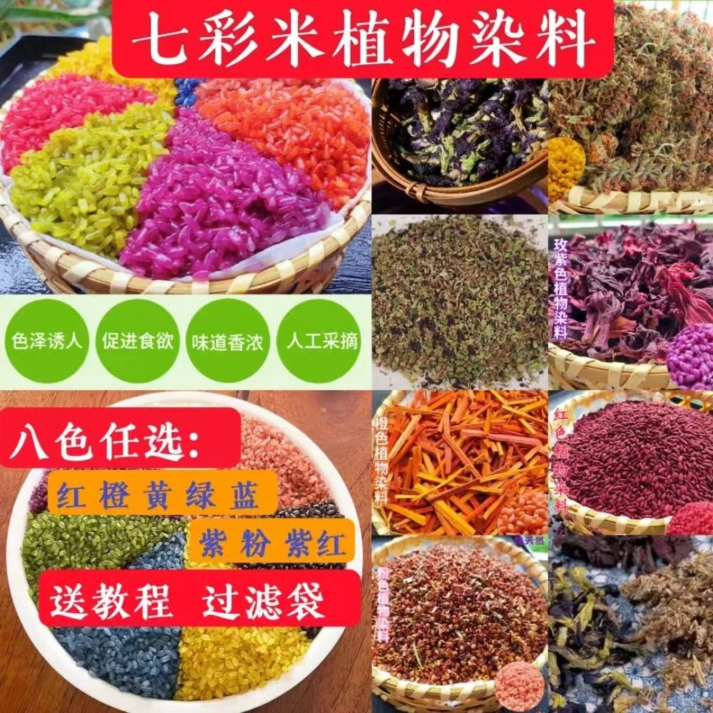 广西三月三清明节五色糯米饭植物染料壮族布依族枫香叶红蓝草密蒙