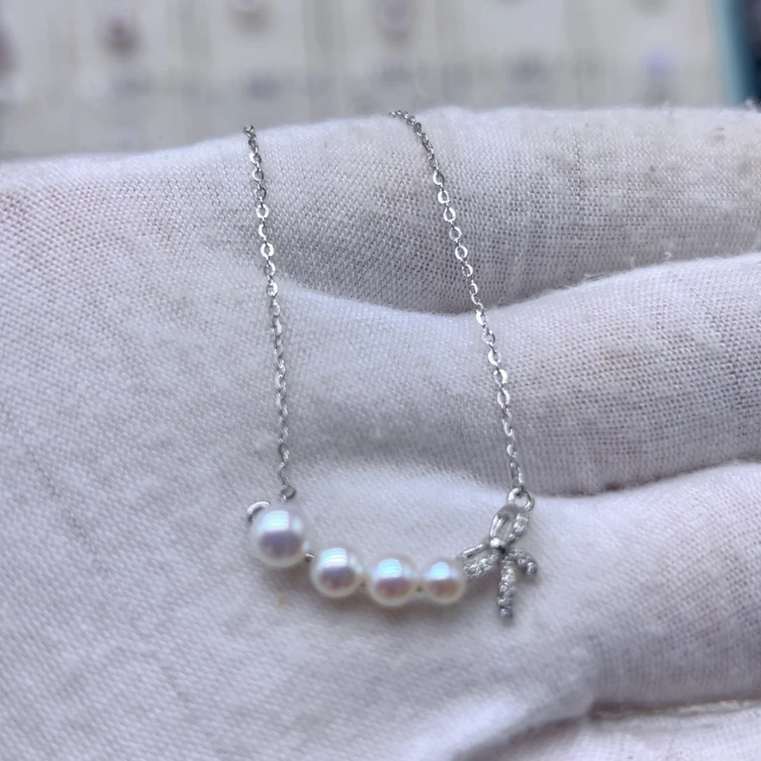 银S925镶嵌淡水珍珠珍珠麦**用