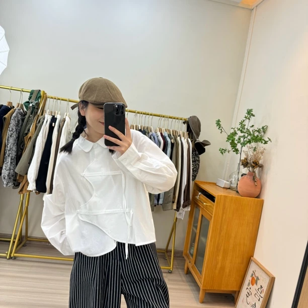 自制宽松显瘦百搭长袖设计感衬衫
