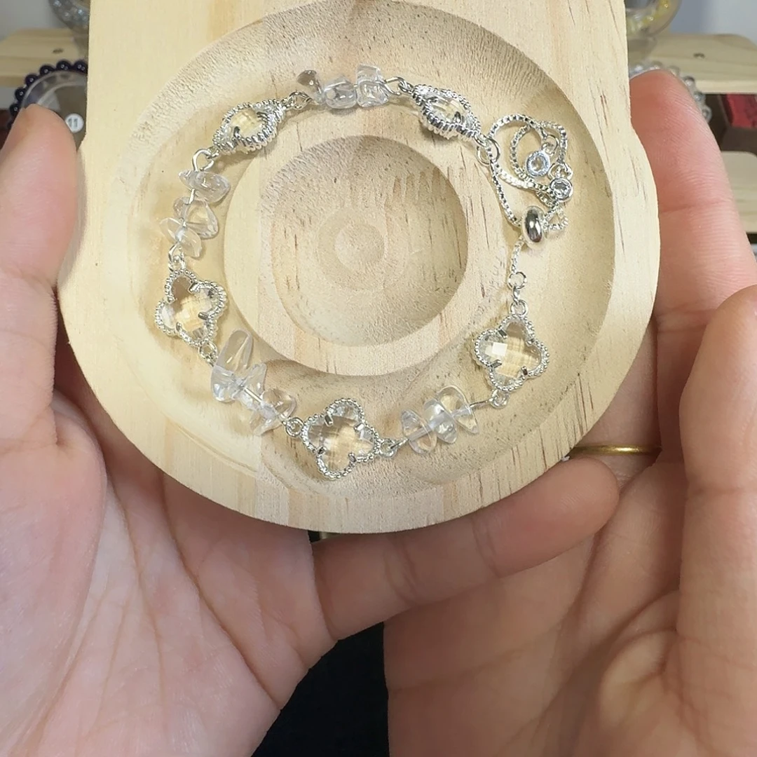 白水碎石四叶草手链手串