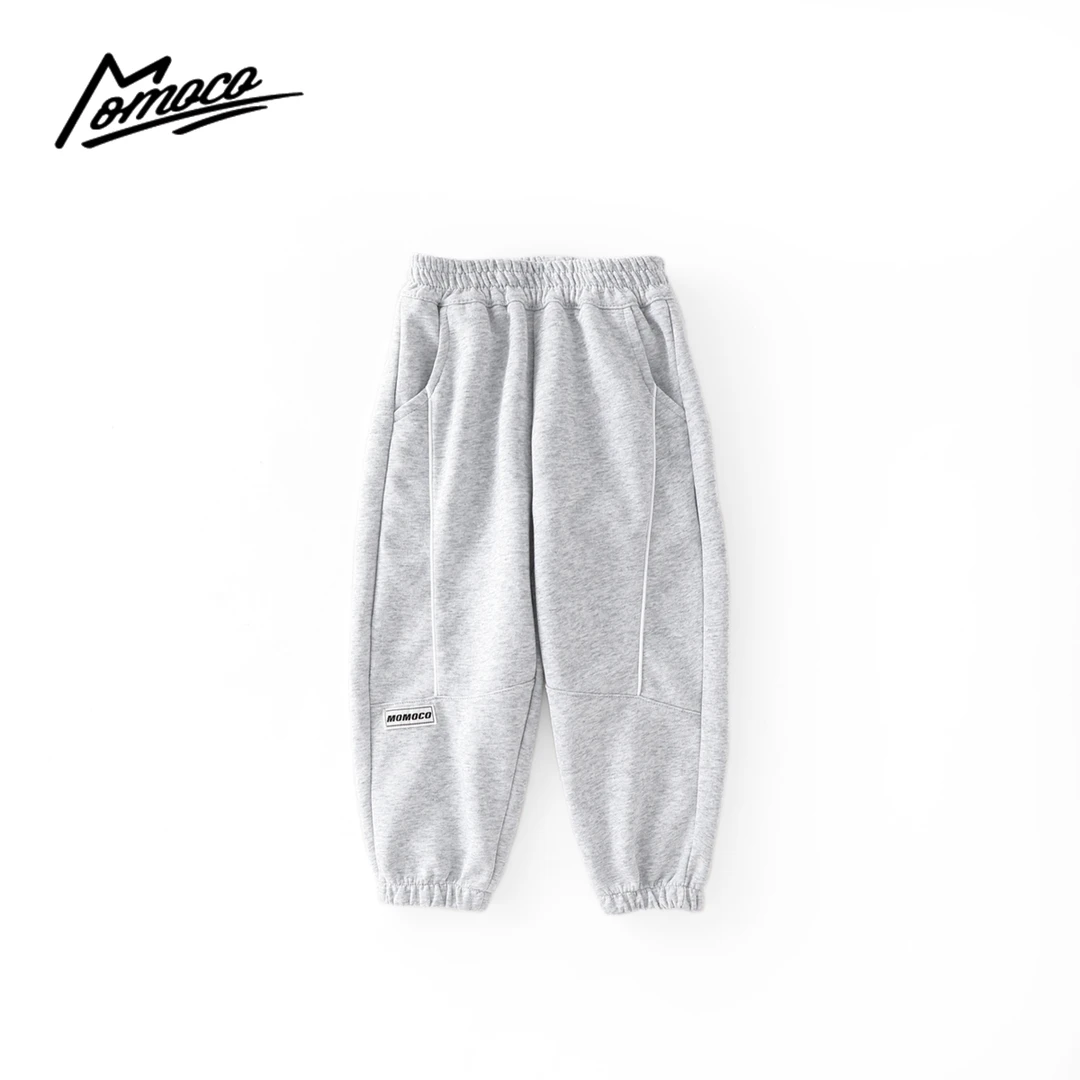 MOMOCO2025款男童纯色休闲潮流带标针织长裤裤77130358004