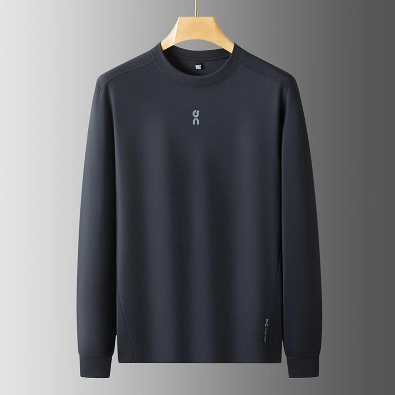 纪诗哲男士长袖圆领T恤2025秋冬新款男士加大码时尚爆款打底衫