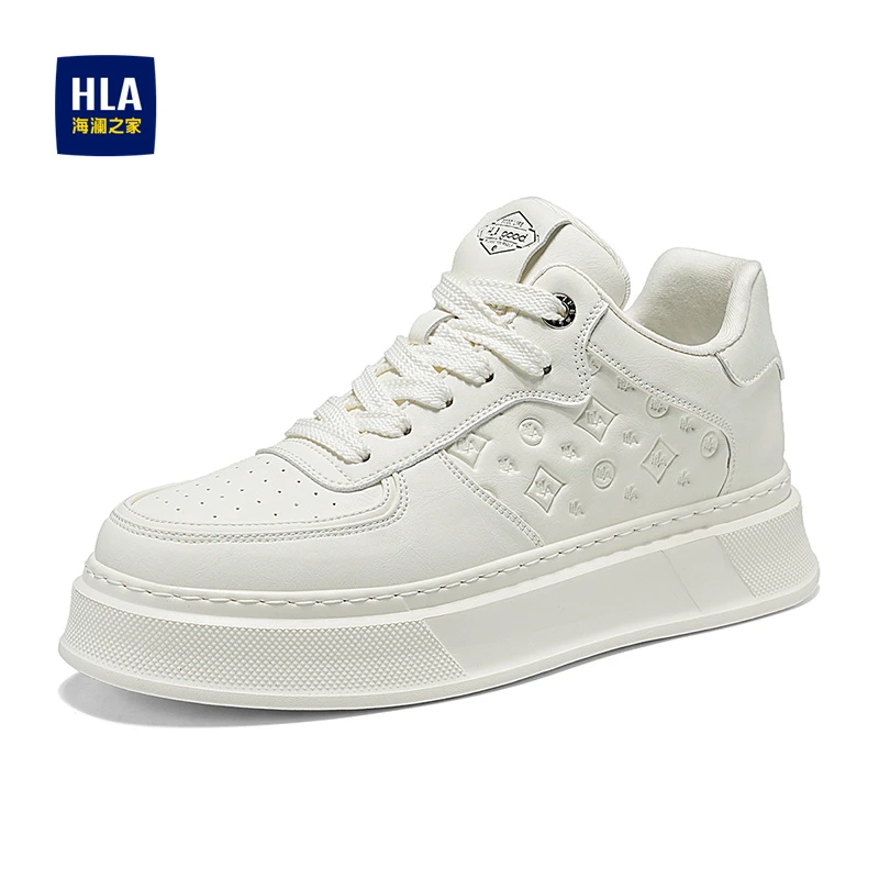 HLA/海澜之家2025秋冬厚底增高小白鞋新款时尚百搭休闲板鞋软底