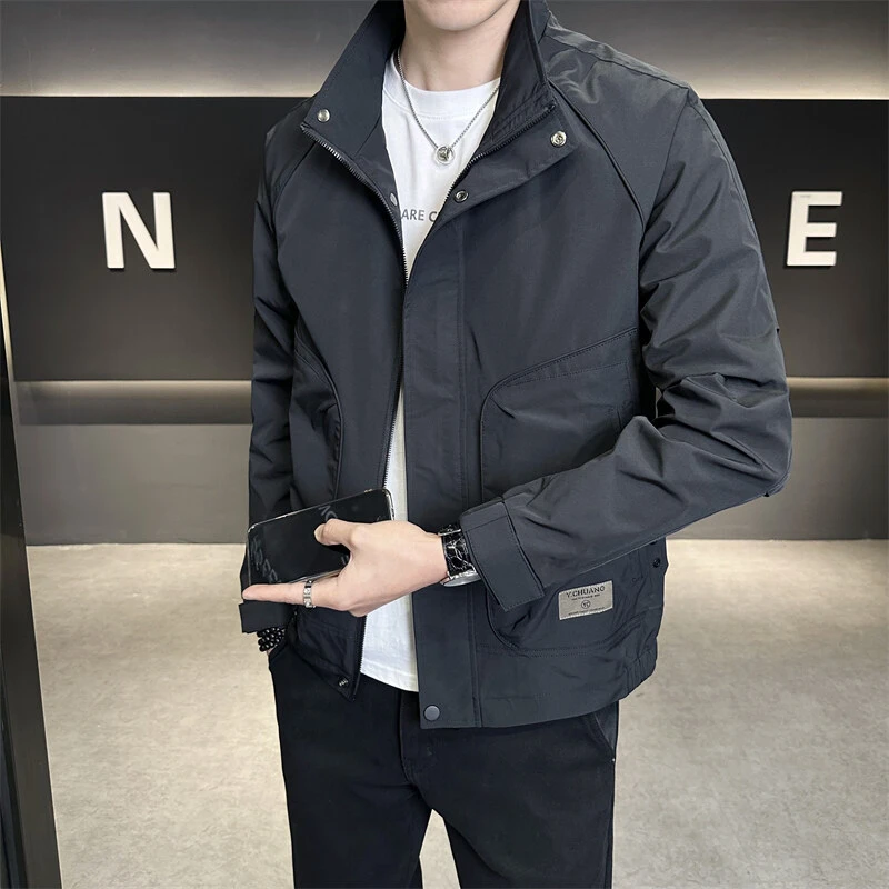 2025潮牌春秋新款韩版男士立领工装夹克简约休闲时尚百搭夹克外套