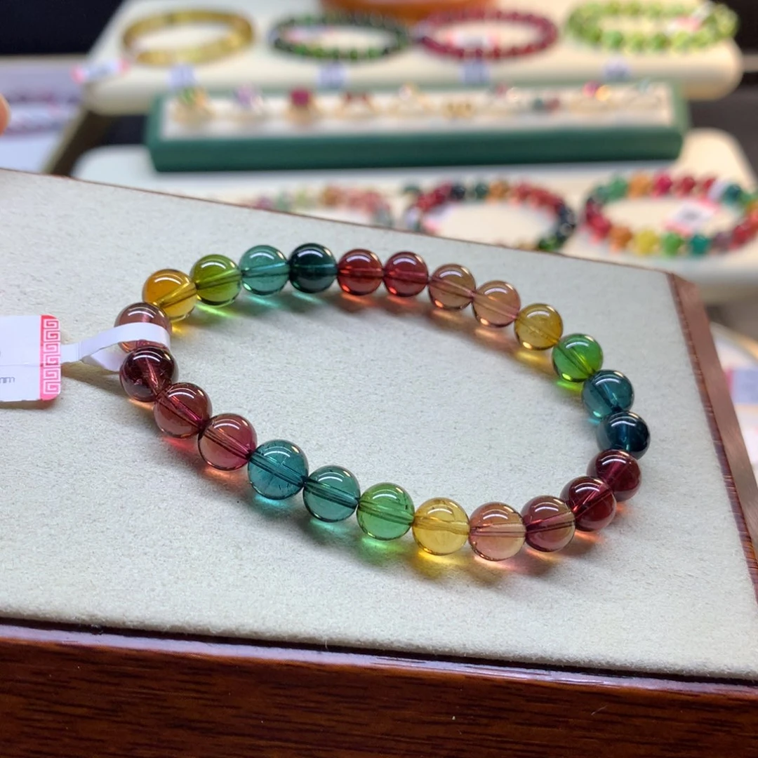 手串未镶嵌碧玺浓艳彩虹碧玺