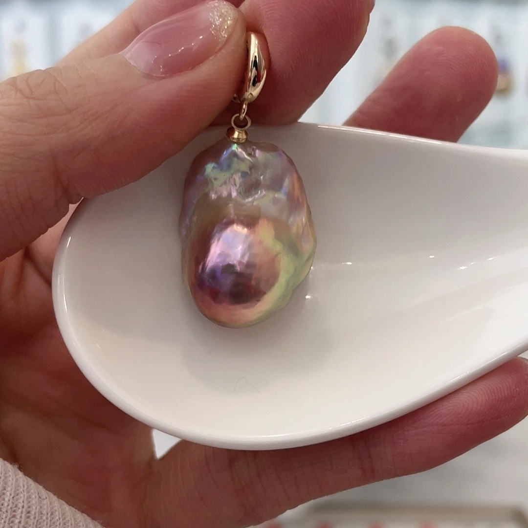 淡水珍珠天然珍珠巴洛克银S925镶嵌