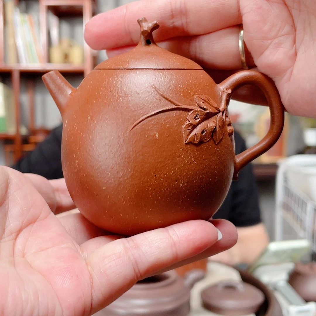 茶壶段泥红降坡贴花葫芦