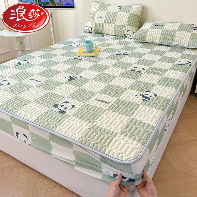 LangSha/浪莎夏季凉感乳胶床笠款可水洗折叠单家用空调席防滑床罩