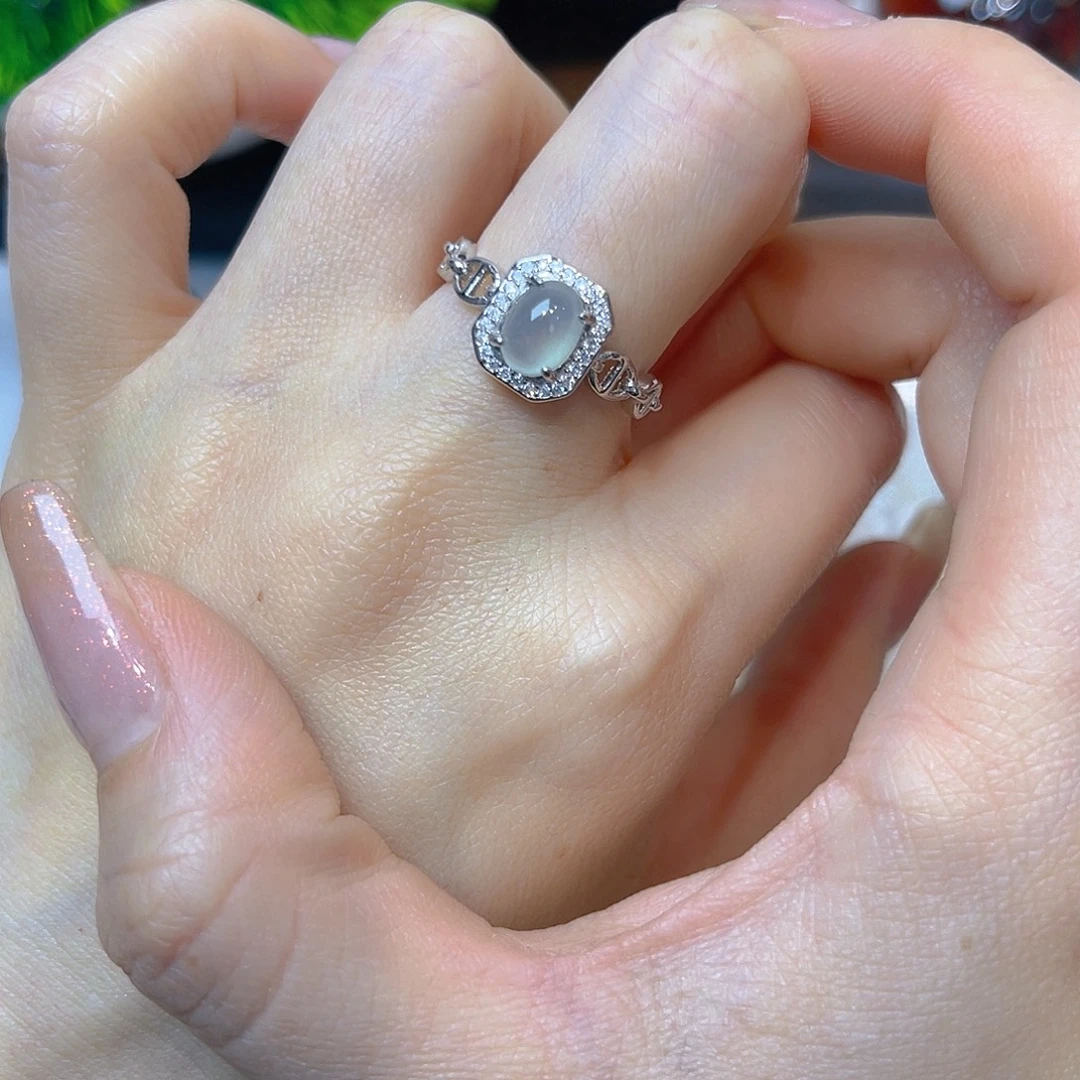 翡翠银S925镶嵌戒指