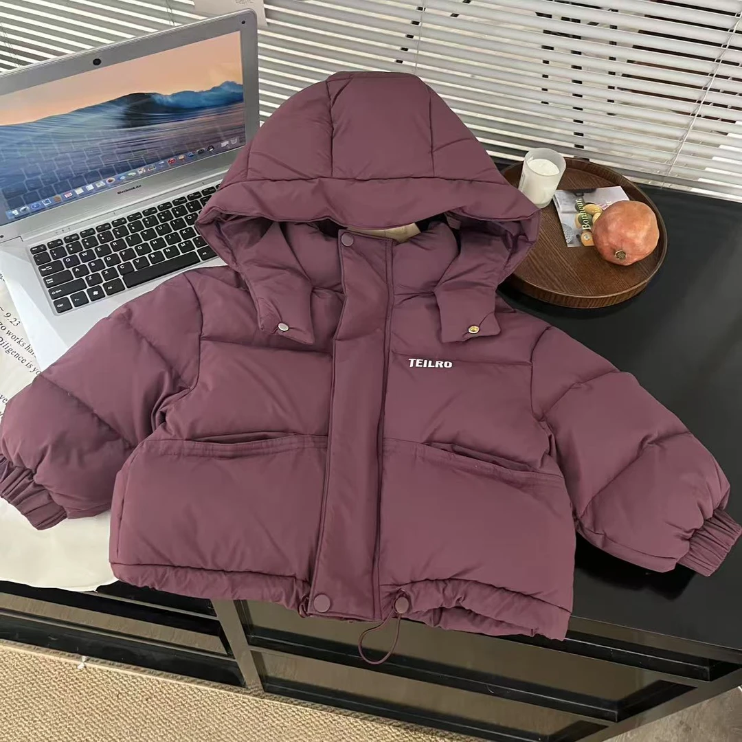 2024儿童冬季韩版酱紫色男童保暖外套加厚外套30288